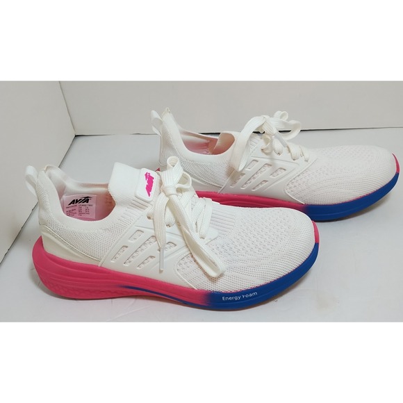 Avia Caged Knit Women's Running Shoes Sneakers White Pink Blue Size 7.5 - Picture 1 of 10